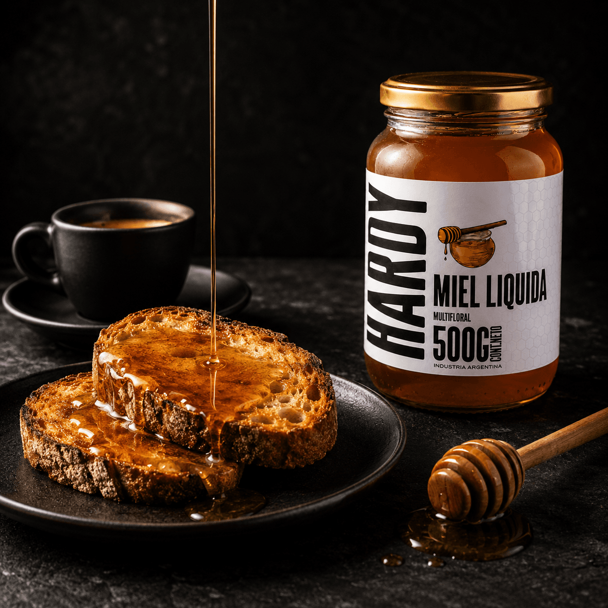 Miel, café y tostadas